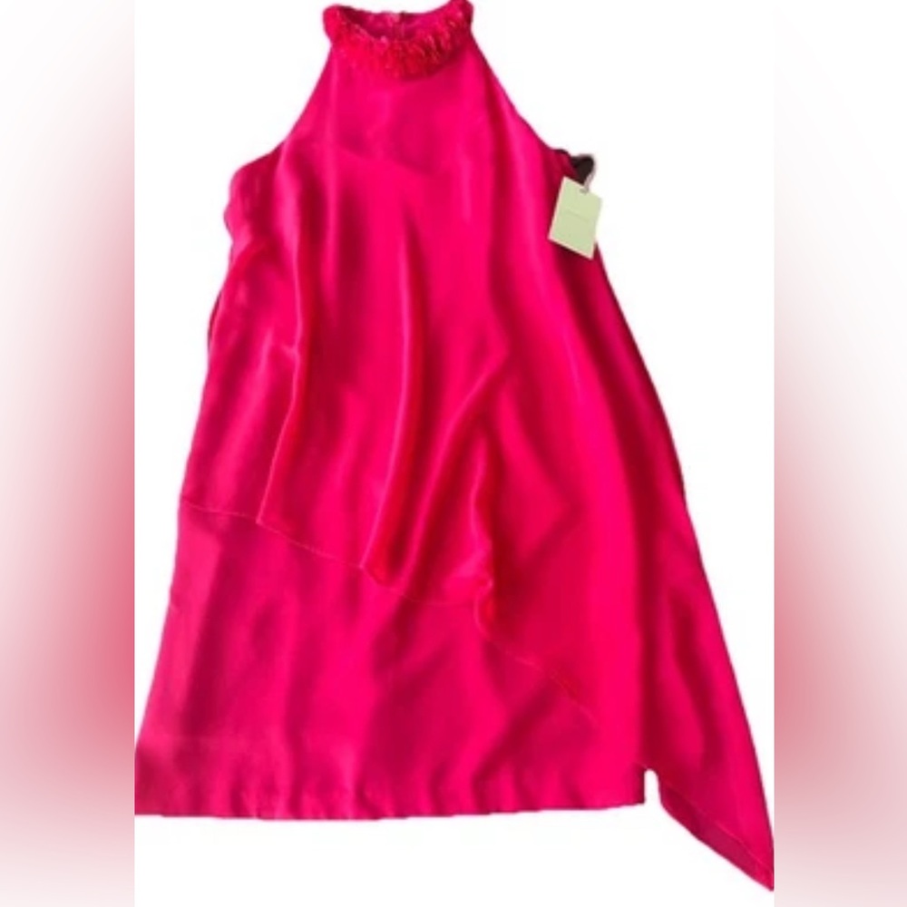 Alex Marie Dress 4 Berry Sleeveless Ruffle Neck Swing Flowy NWT Barbiecore